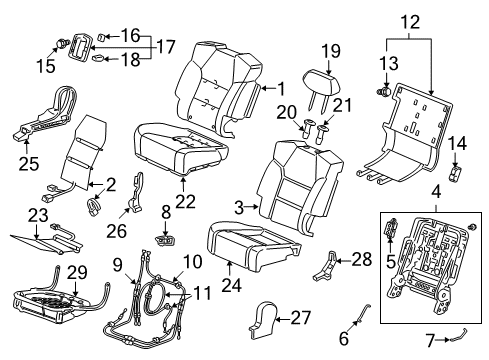 2011 Acura MDX Heated Seats Clip, RR. Seat (Lower) Diagram for 82128-STX-A01