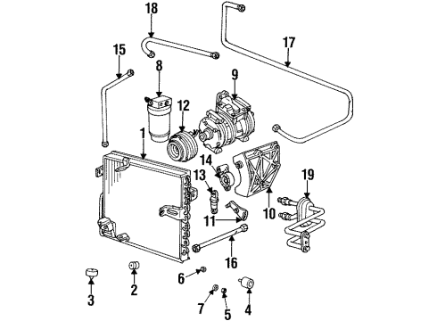 1994 BMW 850CSi Air Conditioner Climate Compressor Supporting Bracket Diagram for 64551741094