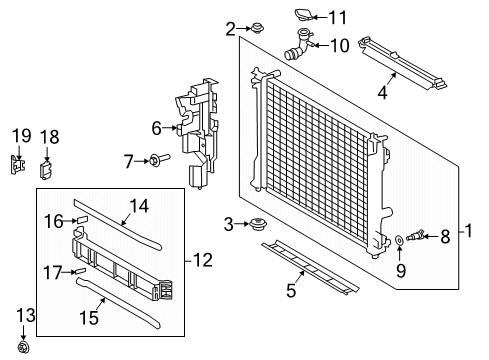 2021 Toyota RAV4 Radiator & Components Air Guide Diagram for 16595-F0130