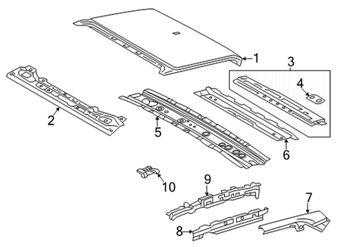 2021 Toyota Venza Roof & Components Roof Bow Diagram for 63141-48100