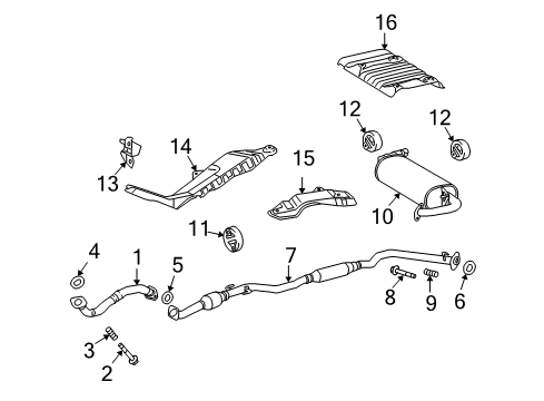 2009 Pontiac Vibe Exhaust Components Shield, Catalytic Converter Heat Diagram for 19184742