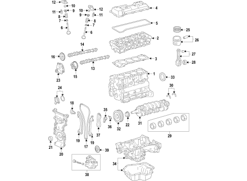 2019 Toyota Corolla Engine Parts, Mounts, Cylinder Head & Valves, Camshaft & Timing, Oil Pan, Oil Pump, Crankshaft & Bearings, Pistons, Rings & Bearings, Variable Valve Timing Rear Mount Diagram for 12363-24010