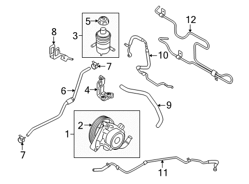 2010 Hyundai Santa Fe P/S Pump & Hoses, Steering Gear & Linkage Bracket-Return Tube Mounting Diagram for 572412B300