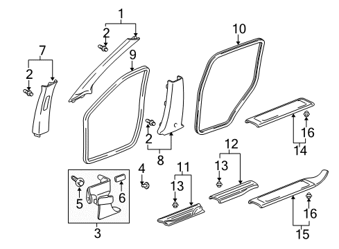 2006 Honda Pilot Interior Trim - Pillars, Rocker & Floor Garnish Assy., L. FR. Pillar *YR204L* (LIGHT SADDLE) Diagram for 84151-S9V-A21ZC