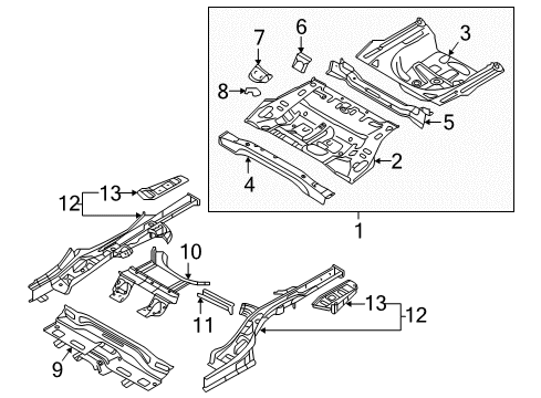 2019 Kia Cadenza Rear Body - Floor & Rails Panel Assembly-Rear Floor Front Diagram for 65510F6000