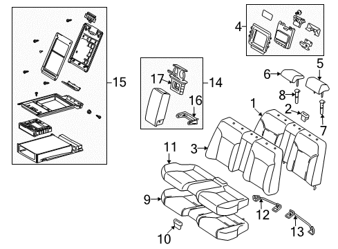 2009 Lexus IS250 Rear Seat Components Rear Seat Armrest Assembly, Center Diagram for 72830-53180-A0