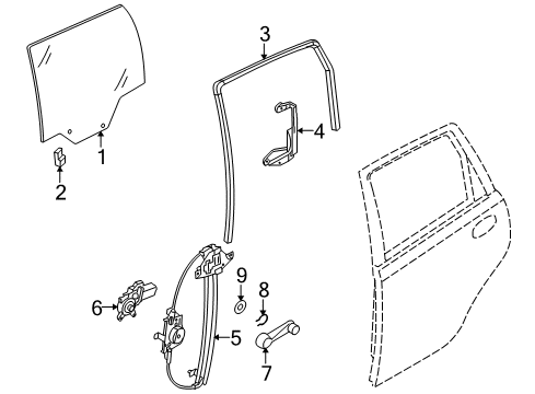 2009 Pontiac G3 Rear Door Window Regulator Diagram for 96806550