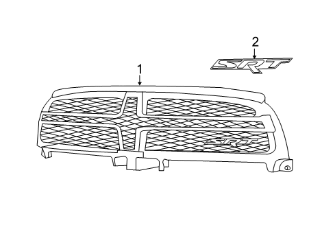 2012 Dodge Charger Grille & Components Nameplate Diagram for 68156147AA