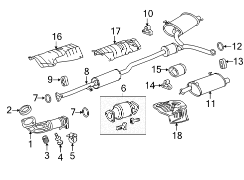 2015 Honda Crosstour Exhaust Components Muffler, Driver Side Exhuast Diagram for 18305-TP6-A11