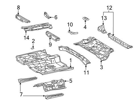 2004 Pontiac Vibe Pillars, Rocker & Floor - Floor & Rails Center Floor Pan Diagram for 88970852