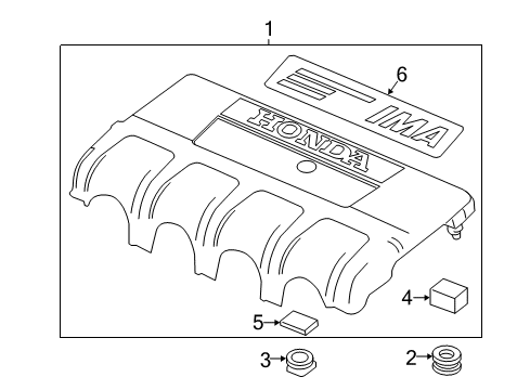 2015 Honda CR-Z Engine Appearance Cover Rubber, Engine Cover Mounting Diagram for 17213-RBJ-000