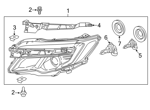 2017 Honda Pilot Bulbs Bracket, L. Headlight Diagram for 33155-TG7-A01