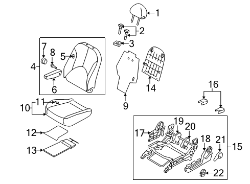 2008 Kia Rio Front Seat Components Height ADJUSTER & Cover A Diagram for 885001G150RU