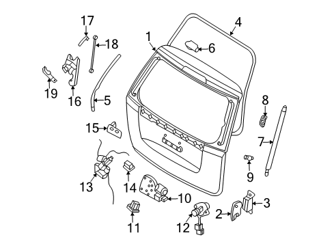 2010 Kia Sedona Lift Gate Panel Assembly-Tail Gate Diagram for 737004D290