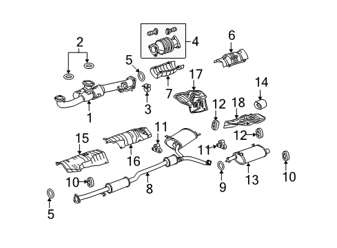 2010 Honda Accord Exhaust Components Muffler, Exhuast Diagram for 18307-TA5-A12