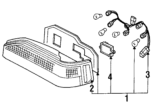 1989 Acura Legend Combination Lamps Housing, Passenger Side Diagram for 33501-SG0-A01