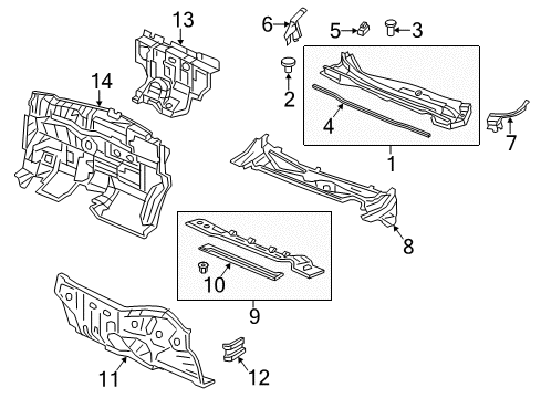 2013 Honda CR-V Cowl Ins, Dashboard Diagram for 74260-T0G-A01