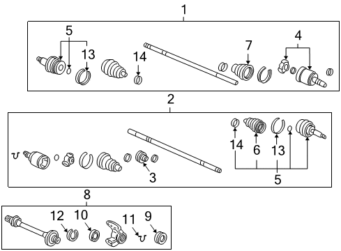 2001 Honda Accord Drive Axles - Front Shaft Assembly, Half Diagram for 44500-S84-A00