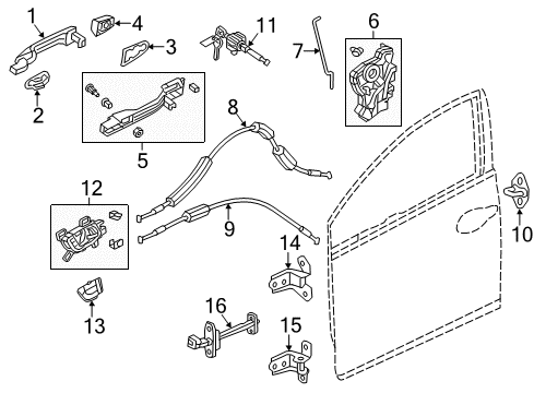 2012 Honda Civic Front Door Latch Assembly, Right Front Door Manual Diagram for 72110-TR3-A01