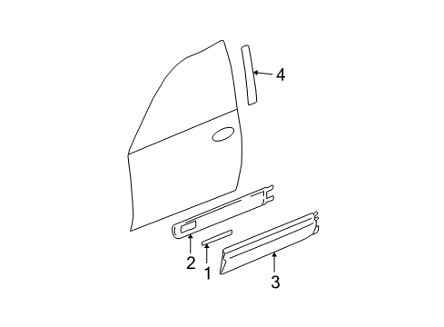 2004 Chevrolet Trailblazer Exterior Trim - Front Door Molding, Front Side Door Upper Diagram for 15185710