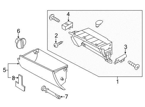 2016 Hyundai Elantra Glove Box Air Damper Assembly-Glove Box Diagram for 84543-3X000