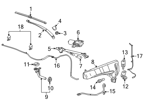 2010 Cadillac SRX Wiper & Washer Components Rear Motor Diagram for 15949229