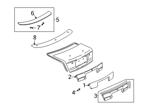 2001 Saturn L100 Spoiler, Exterior Trim Applique, R/Compartment Lid Diagram for 90585419