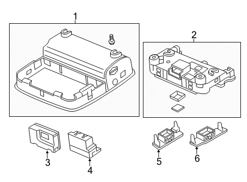 2020 Acura MDX Overhead Console Module Assembly, Front Roof (Sandstorm) Diagram for 36600-TZ5-A51ZA