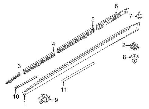 2022 BMW 740i Exterior Trim - Pillars Light Module, Light Carpet, Left Diagram for 63147370179