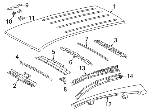 2013 Toyota RAV4 Roof & Components Roof Bow Diagram for 63103-0R010