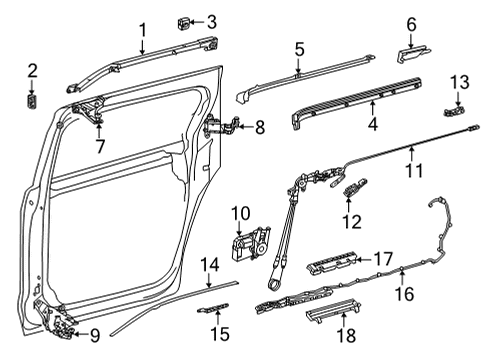 2022 Toyota Sienna Sliding Door Hardware Upper Rail Diagram for 68308-08040