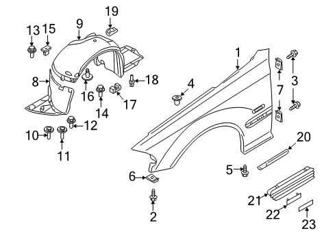 2001 BMW M3 Fender & Components, Exterior Trim Clip Diagram for 51717195796