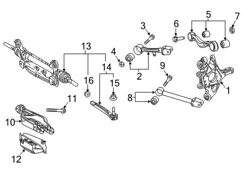 2022 Lexus RC F Rear Suspension Axle Beam Bolt Diagram for 90119-14131