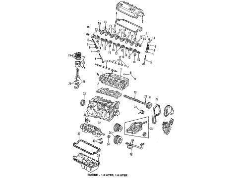 1991 Honda CRX Engine Parts, Mounts, Cylinder Head & Valves, Camshaft & Timing, Oil Pan, Oil Pump, Crankshaft & Bearings, Pistons, Rings & Bearings Piston Diagram for 13101-PM3-020