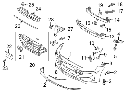 2019 Hyundai Elantra Front Bumper Front Bumper Side Grille, Left Diagram for 86561-F2AA0