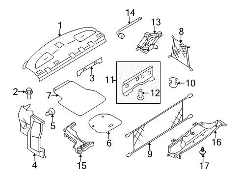 2013 Nissan Altima Interior Trim - Rear Body Jack Complete Diagram for 99550-JB10A