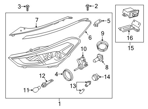 2016 Hyundai Tucson Headlamps Strip-HEADLAMP, RH Diagram for 92171-D3050