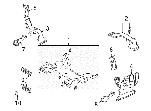 2008 Lexus LX570 Ducts Guide, Air Duct, Lower Diagram for 87228-60010-A2