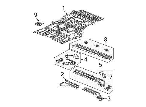 2004 Dodge Durango Rear Floor & Rails Pan-Floor Diagram for 55362426AD