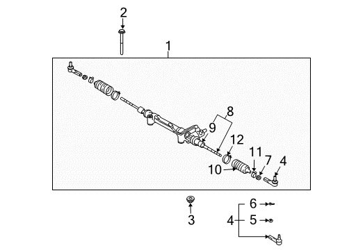 2003 Lexus GX470 Steering Column & Wheel, Steering Gear & Linkage Boot, Steering Rack Diagram for 45535-26030