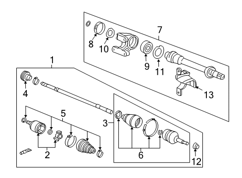 2011 Honda Accord Drive Axles - Front Boot Set, Inboard Diagram for 44017-TA0-A51