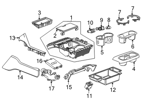 2021 GMC Yukon XL Center Console Side Trim Diagram for 84546357