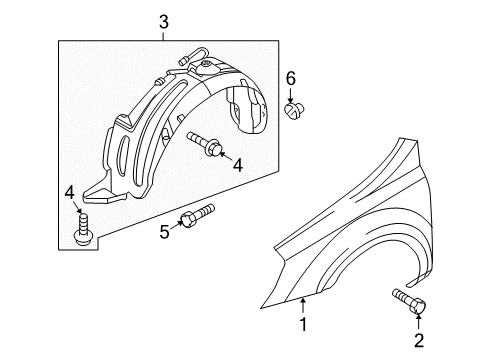 2007 Hyundai Entourage Fender & Components Panel-Fender, RH Diagram for 66321-4J010