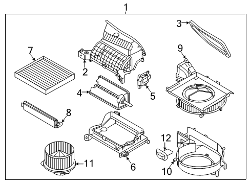 2021 Kia Soul A/C & Heater Control Units Cover Assembly-Air FILTE Diagram for 97129J9500