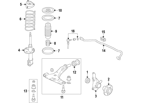 2014 Hyundai Santa Fe Front Suspension Components, Lower Control Arm, Stabilizer Bar Arm Complete-Front Lower, RH Diagram for 54501-2W200