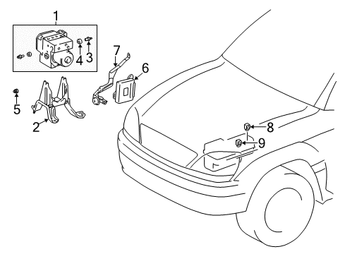 2003 Lexus RX300 ABS Components Computer Assy, Skid Control Diagram for 89540-48280