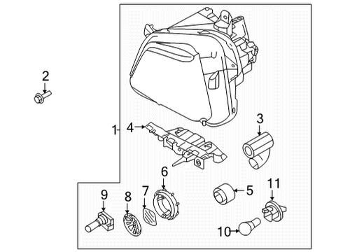 2022 Hyundai Santa Cruz Headlamp Components LAMP ASSY-HEAD, RH Diagram for 92102-K5100