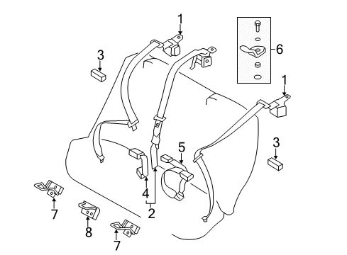 2012 Kia Optima Rear Seat Belts Iso Fix-Child Lower Anchor Diagram for 898993R020