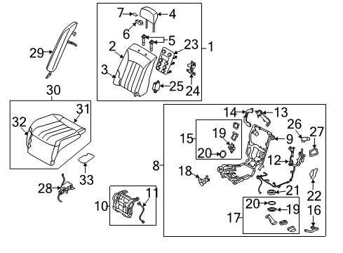 2012 Hyundai Equus Rear Seat Components Wiring-Rear Leg Support Diagram for 89670-3N750