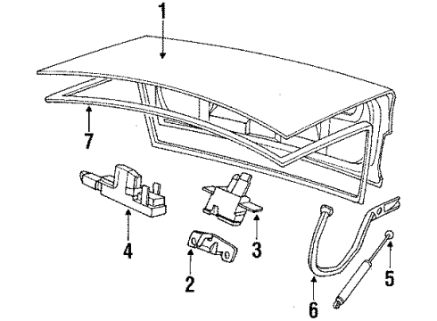 1991 BMW 525i Trunk Lid Left Trunk Lid Hinge Diagram for 41628117857